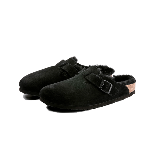 Birkenstock Boston Shearling Suede Black Birkenstock Boston Shearling Suede Black