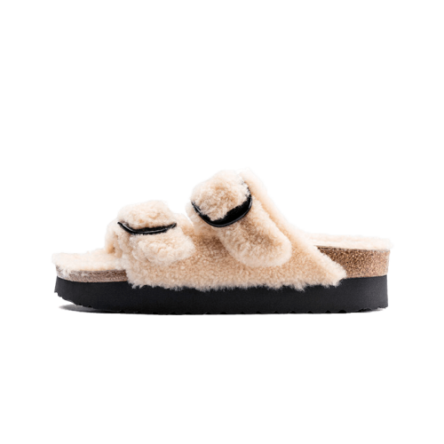 Birkenstock Arizona Big Buckle Shearling Teddy Eggshell Birkenstock Arizona Big Buckle Shearling Teddy Eggshell