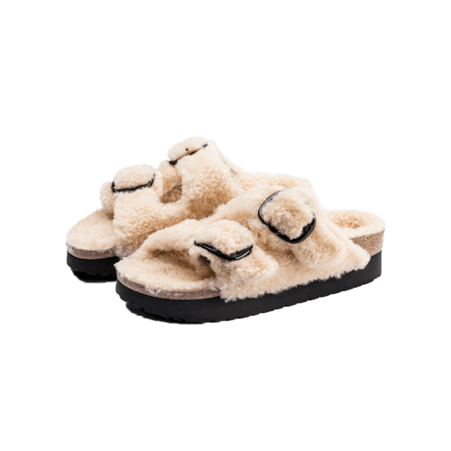 Birkenstock Arizona Big Buckle Shearling Teddy Eggshell Birkenstock Arizona Big Buckle Shearling Teddy Eggshell