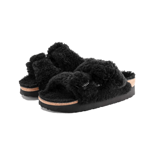 Birkenstock Arizona Big Buckle Shearling Teddy Black Birkenstock Arizona Big Buckle Shearling Teddy Black