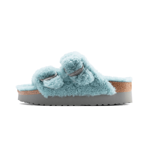 Birkenstock Arizona Big Buckle Shearling Teddy Faded Aqua Birkenstock Arizona Big Buckle Shearling Teddy Faded Aqua