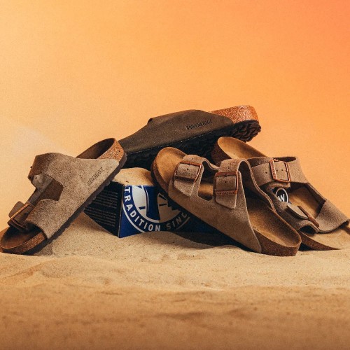 Birkenstock Arizona Suede Leather Soft Footbed Taupe Birkenstock Arizona Suede Leather Soft Footbed Taupe