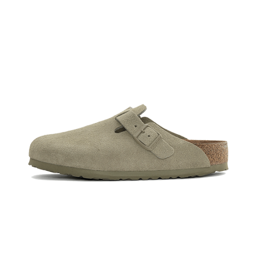 Birkenstock Boston Suede Leather Faded Khaki Birkenstock Boston Suede Leather Faded Khaki
