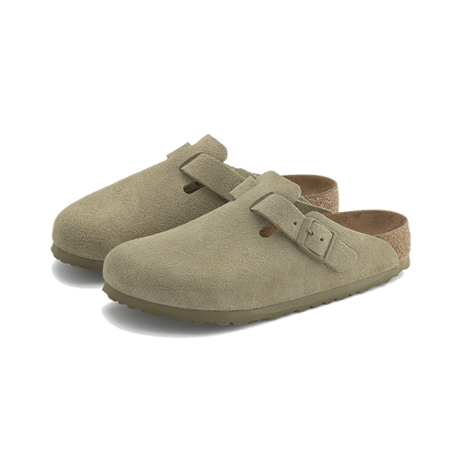 Birkenstock Boston Suede Leather Faded Khaki Birkenstock Boston Suede Leather Faded Khaki