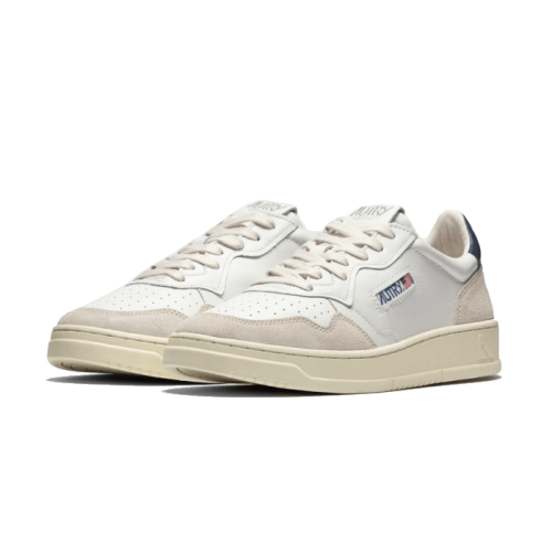 AUTRY Medalist Leather Suede Low White Navy AUTRY Medalist Leather Suede Low White Navy