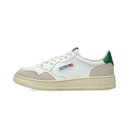 AUTRY Medalist Leather Suede Low White Green AUTRY Medalist Leather Suede Low White Green