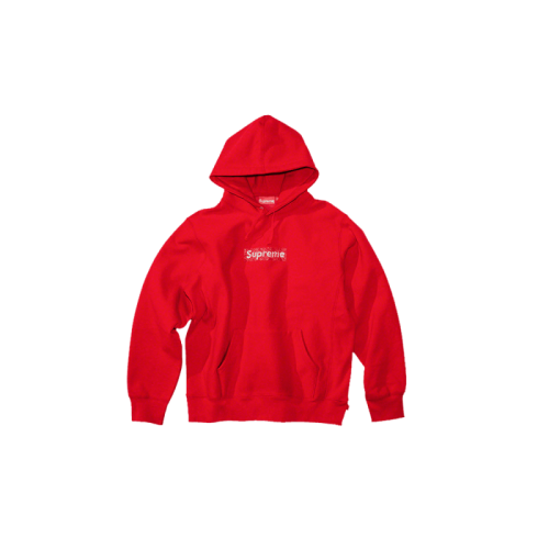 Supreme Swarovski Box Logo Hooded Sweatshirt Red Supreme Swarovski Box Logo Hooded Sweatshirt Red