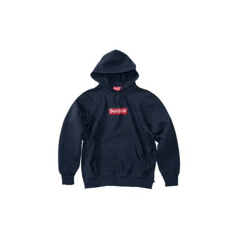 Supreme Swarovski Box Logo Hooded Sweatshirt Navy Supreme Swarovski Box Logo Hooded Sweatshirt Navy