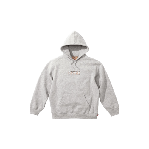 Supreme Burberry Box Logo Hoodie Grey Supreme Burberry Box Logo Hoodie Grey