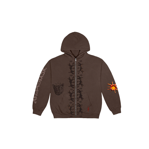 Travis Scott Reverse Dog Zip Up Hoodie Brown Travis Scott Reverse Dog Zip Up Hoodie Brown