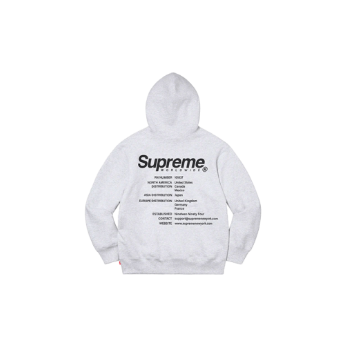 Supreme Worldwide Hooded Sweatshirt Ash Grey Supreme Worldwide Hooded Sweatshirt Ash Grey