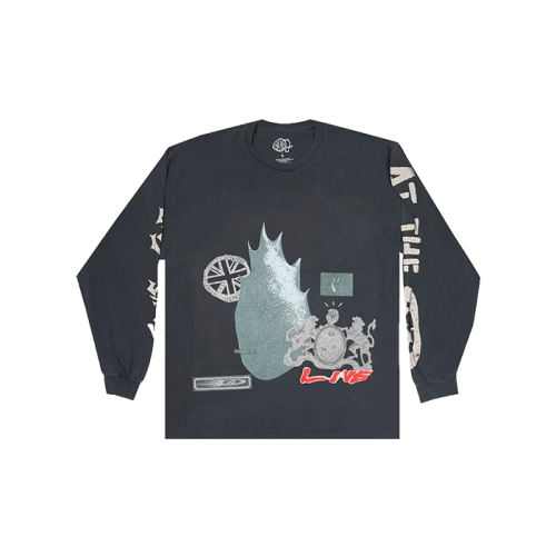 Travis Scott O2 Live New Sight Long-Sleeve Tee Vintage Black Travis Scott O2 Live New Sight Long-Sleeve Tee Vintage Black